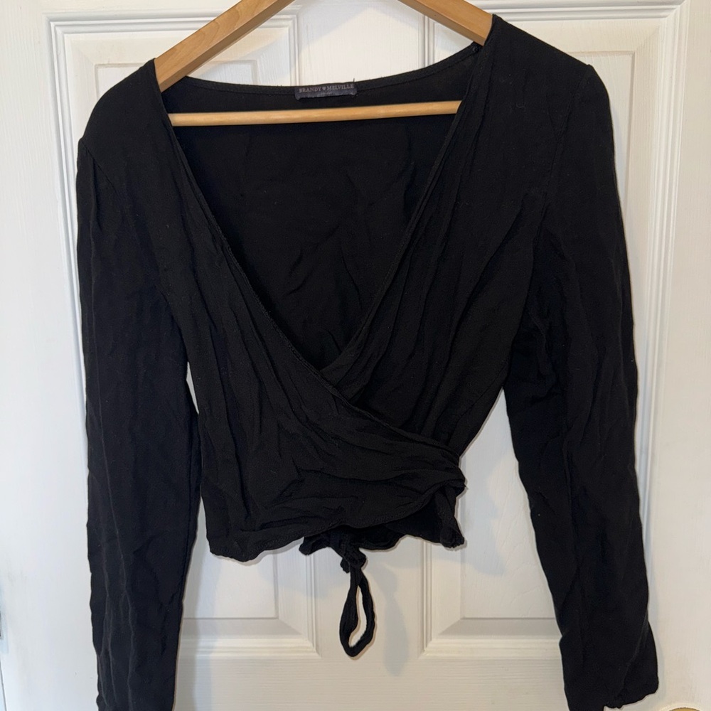 Brandy Melville Black Wrap Top